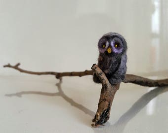 Micro owl....Felt toy Handmade Doll Soft Sculpture OOAK Needle Felted Wool Animals New... I will make this item for your order