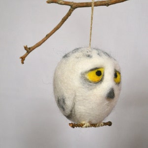 Christmas Owl Holiday Ornament Wool Needle Felt Decoration Woodland Tree Waldorf Bird Home Decor image 3