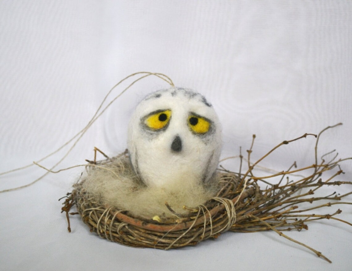 Christmas Owl Holiday Ornament Wool Needle Felt Decoration Etsy