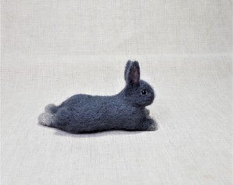 Gray Bunny Felt toy Handmade Doll Soft Sculpture OOAK Needle Felted Wool Animals New I will make this item for your order