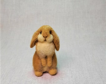 Bunny Felt toy Handmade Doll Soft Sculpture Needle Felted Wool Animals rabbit Felting art toy  Felted Bunny