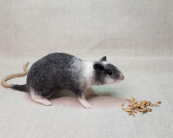 Rat Gray Felt Toys Needle Wool Animals Sculpture Felted Rat  Handmade gift I will make this item for your order