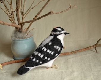 Needle felted birds, Felted birds Felted Animals Downy Woodpecker Needle felted Downy Woodpecker Handmade Needle felted toys Wool toys