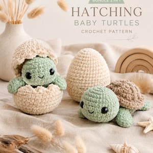 Hatching Baby Turtles Crochet Pattern | No-Sew Amigurumi Plush Toy (PDF Download)