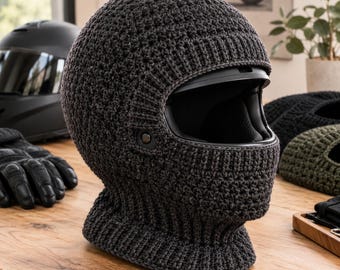 Crochet Motorcycle Balaclava Pattern | Helmet Cover, Winter Face Mask (PDF Download)