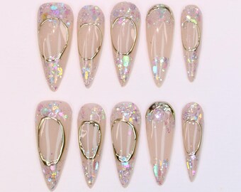 Y2K Press On Nails: Medium Almond, Custom Handmade