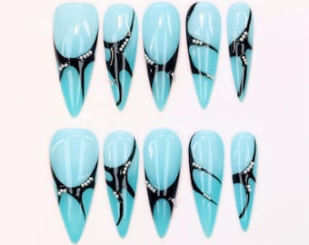 Y2K Press On Nails: Medium Almond, Custom Handmade