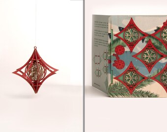 3D kerstboomversiering met sneeuwvlok - 3D decoratieve wenskaart