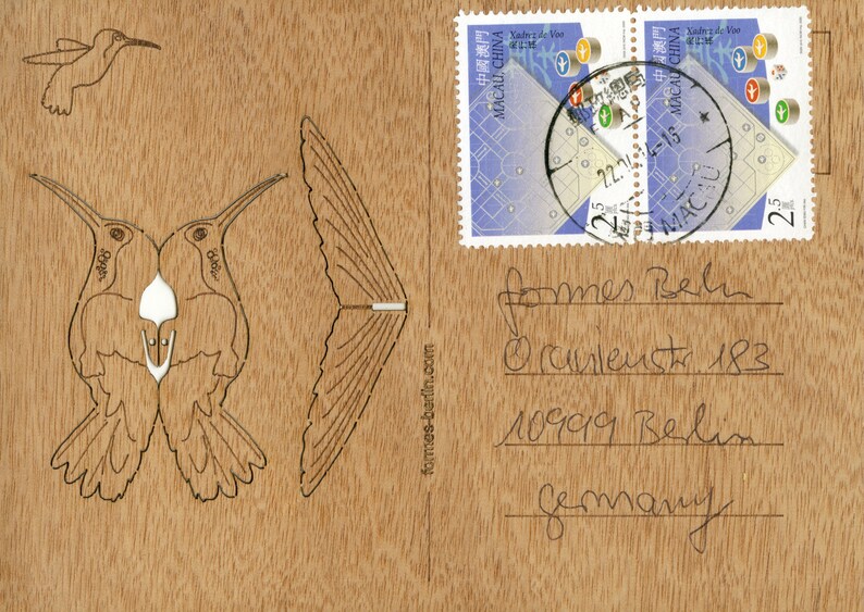 Wooden Postcard \u2013 Hippo 3 Cards