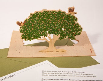 3 Wooden Pop Up Cards with Envelope – Spring Tree