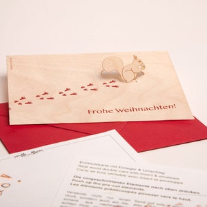 3 cartes pop-up en bois avec enveloppes - écureuils