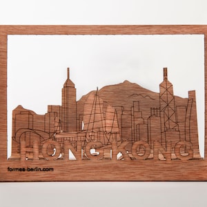 Postkarten aus Holz – Hongkong 3er-Set