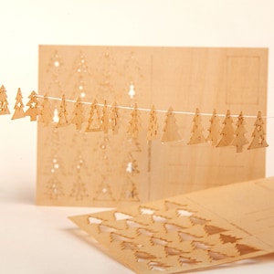 Postkarten aus Holz – 24 Tannen/Adventskalender 3er-Set