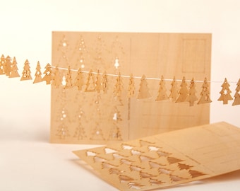 Wooden Postcard – 24 Firs/Advent Calendar, 3 Cards