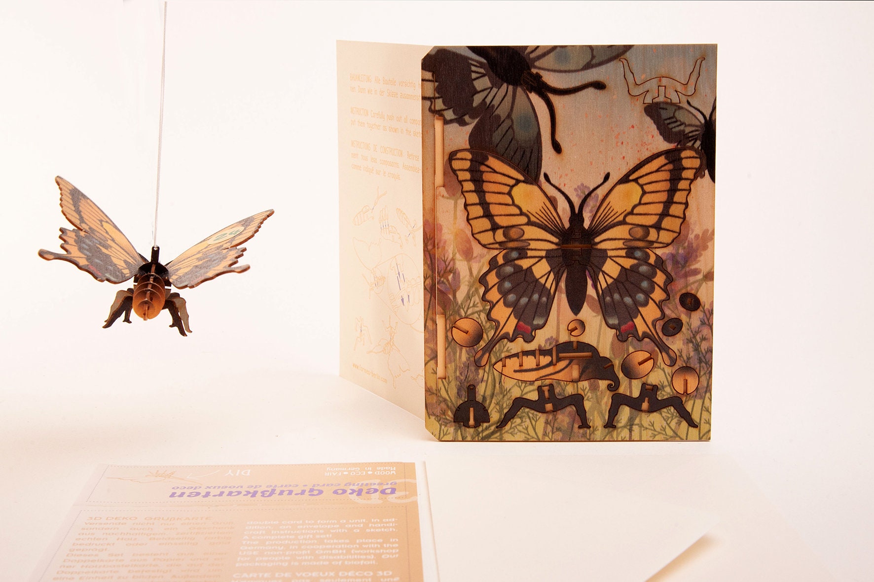 3D Wooden Greeting Card With Butterfly Motif as a 3D Puzzle - Etsy