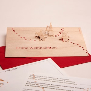3 cartes pop-up en bois avec enveloppes – nains