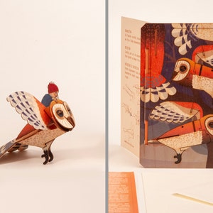 Eule mit Reiter 3D Deko Grusskarte
