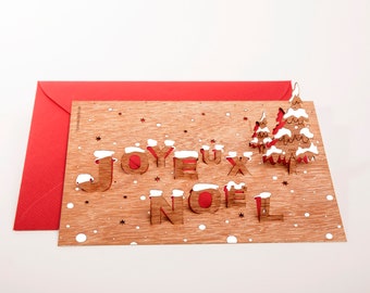 3 Wooden Pop Up Cards with Envelope – Joyeux Noel
