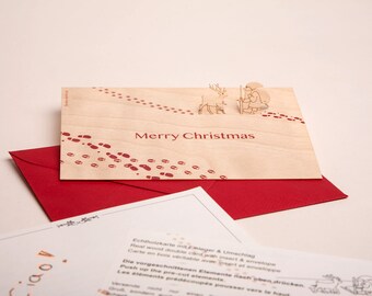 3 Wooden Pop Up Cards with Envelope – Reindeer & Santa