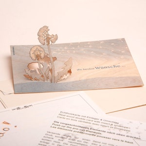 3 cartes pop-up en bois avec enveloppe – pissenlit