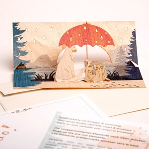 3 cartes pop-up en bois avec enveloppes - chats