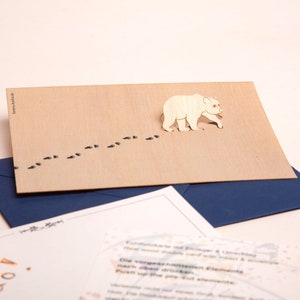 3 cartes pop-up en bois avec enveloppe – ours