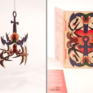 Carte de vœux 3D en bois avec ancrage de motif comme puzzle 3D