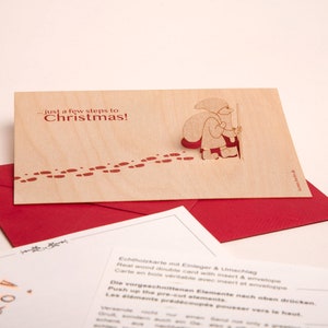 3 cartes pop-up en bois avec enveloppe – Père Noël