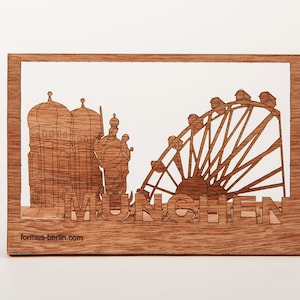 Postkarten aus Holz – München 3er-Set