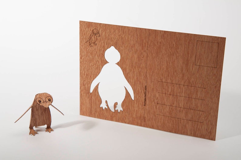 Wooden Postcard \u2013 Penguin 3 Cards