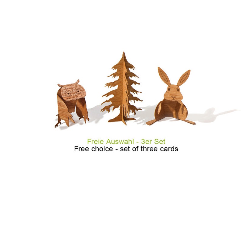 Free Choice Set 3 Cards Wooden Postcards Etsy