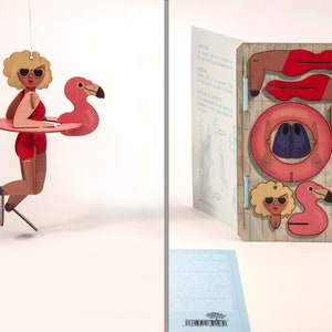 3D-Grußkarte aus Holz mit Motiv Badenixe als 3D-Puzzle
