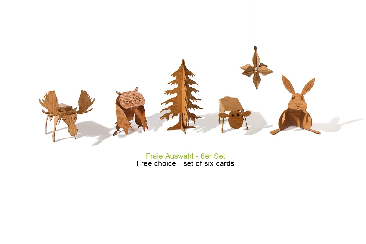 Free Choice Set 6 Cards Wooden Postcards Etsy