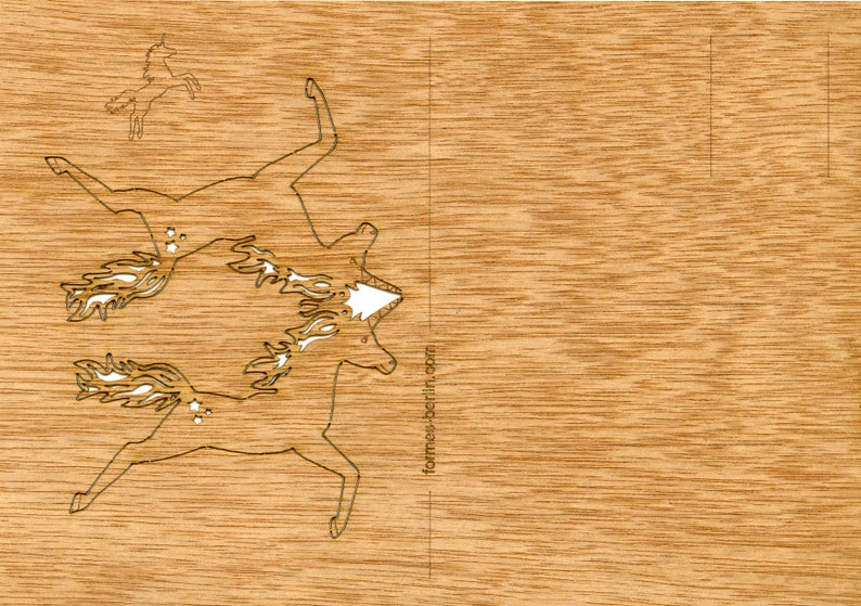 Wooden Postcard \u2013 Unicorn 3 Cards