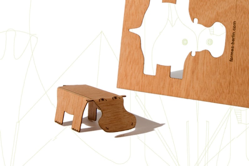 Wooden Postcard \u2013 Hippo 3 Cards