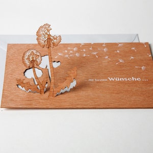 3 cartes pop-up en bois avec enveloppes – meilleurs vœux