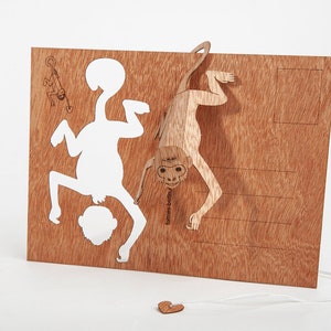 Postkarten aus Holz – Affe, 3er-Set