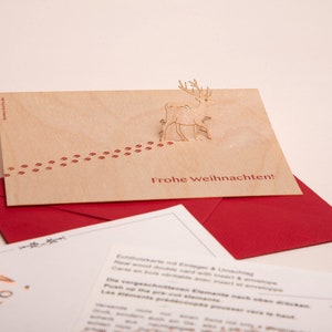 3 cartes pop-up en bois avec enveloppe – Renne anglais