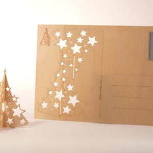 Postkarten aus Holz – Tanne Sternchen 3er-Set