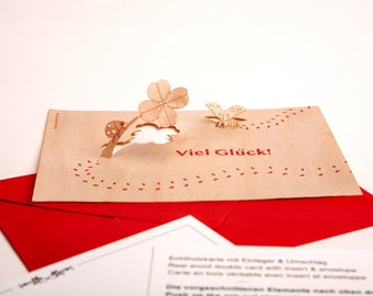 3 Wooden Pop Up Cards with Envelope – Ladybugs