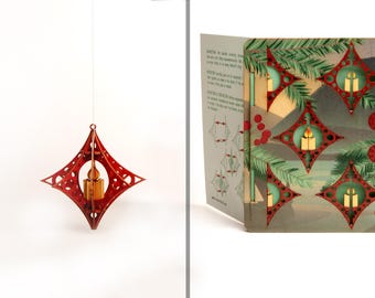 3D kerstboomversiering met kaars - 3D decoratieve wenskaart