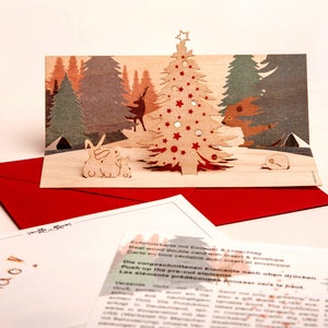 3 PopUp-Karten aus Holz mit Umschlag – Weihnachten im Wald