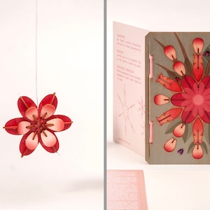 3D-Grußkarte aus Holz mit Motive Blüte als 3D-Puzzle