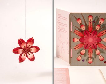 3D wooden greeting card with blossom motif as a 3D puzzle