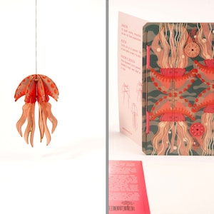 Biglietto di auguri 3D in legno con motivi meduse come un puzzle 3D