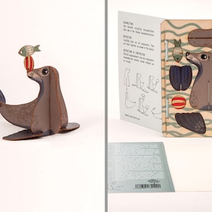 3D-Grußkarte aus Holz mit Motive Robbe als 3D-Puzzle