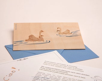 3 Wooden Pop Up Cards with Envelope – Swan