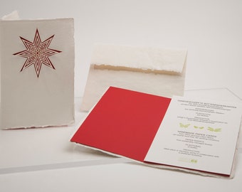 Star, Christmas, 2 Cards– Handmade paper cards, laser cut motif with paper insert and envelope