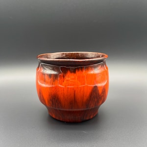 Vintage Canadiana Pottery Red Brown Planter, Made in Canada, Drip Glaze Ceramic Cachepot