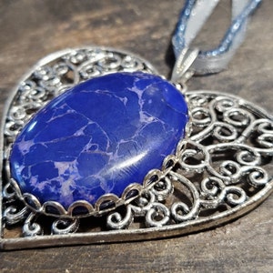 Howlite in Silver Heart Necklace